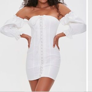 Forever 21 off the shoulder white corset bodycon dress (never worn w/ tags)